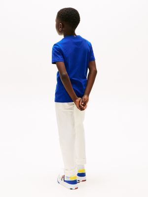 blue contrast crew neck t-shirt for boys tommy hilfiger