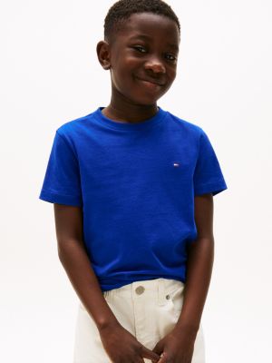 t-shirt con scollatura a contrasto blue da bambini tommy hilfiger