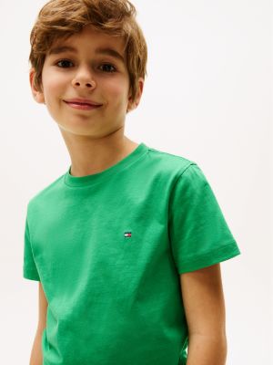 green contrast crew neck t-shirt for boys tommy hilfiger