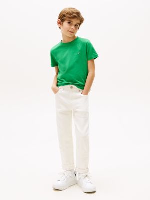 green contrast crew neck t-shirt for boys tommy hilfiger