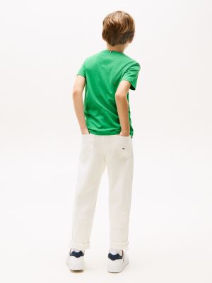 green contrast crew neck t-shirt for boys tommy hilfiger