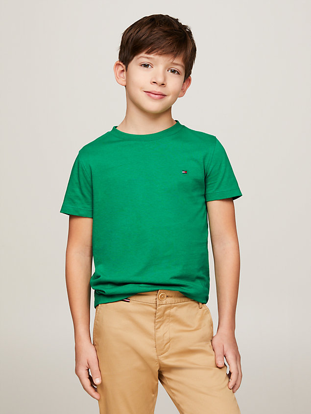 camiseta essential de cuello redondo green de niños tommy hilfiger