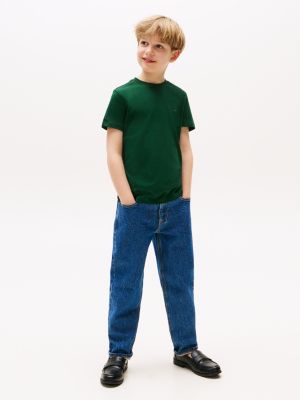 t-shirt con scollatura rotonda verde da bambini tommy hilfiger