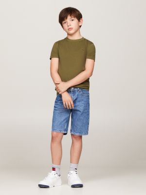 t-shirt con scollatura rotonda verde da bambini tommy hilfiger