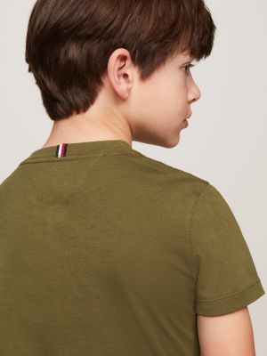 t-shirt con scollatura rotonda verde da bambini tommy hilfiger