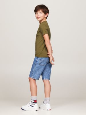 t-shirt con scollatura rotonda verde da bambini tommy hilfiger