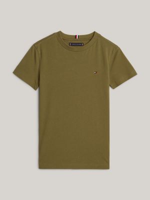 t-shirt con scollatura rotonda verde da bambini tommy hilfiger