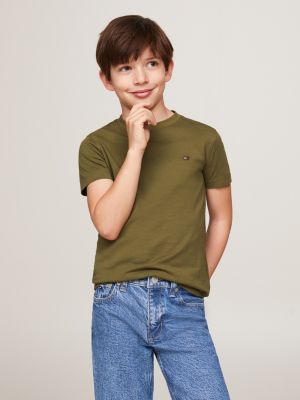 t-shirt con scollatura rotonda green da bambini tommy hilfiger