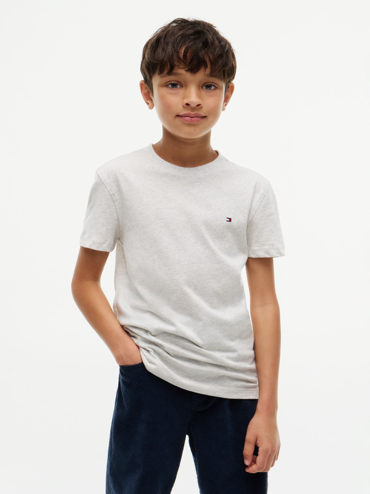Essential Flag Embroidery T-Shirt — Grey