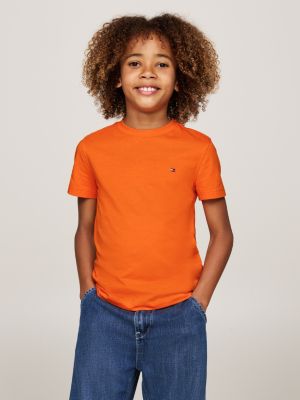 t-shirt con scollatura rotonda orange da bambini tommy hilfiger