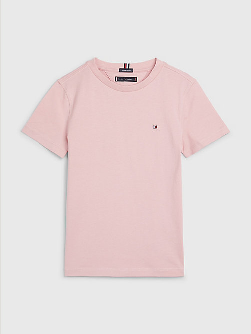 roze essential t-shirt van biologisch katoen voor boys - tommy hilfiger