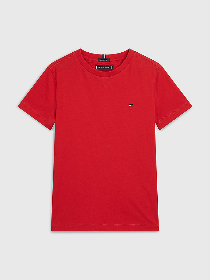 rood essential biologisch katoenen t-shirt voor boys - tommy hilfiger