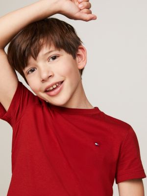 t-shirt con scollatura rotonda rosso da bambini tommy hilfiger