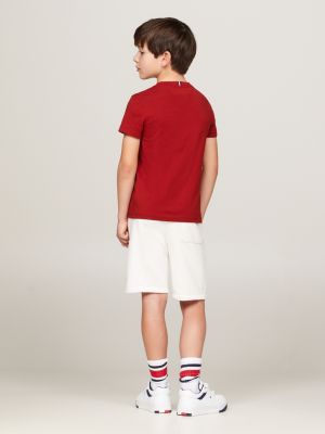 t-shirt con scollatura rotonda rosso da bambini tommy hilfiger