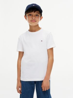 white essential flag embroidery t-shirt for boys tommy hilfiger
