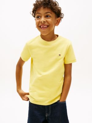 yellow essential rundhals-t-shirt mit flag-stickerei für jungen - tommy hilfiger