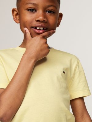 yellow crew neck t-shirt for boys tommy hilfiger