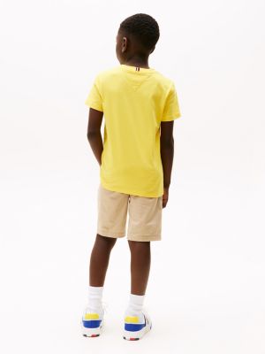 camiseta de cuello redondo con logo bordado verde de niños tommy hilfiger