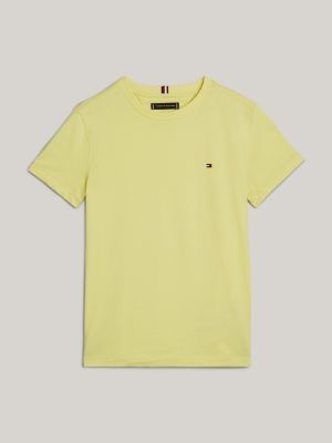 camiseta de cuello redondo con logo bordado verde de niños tommy hilfiger