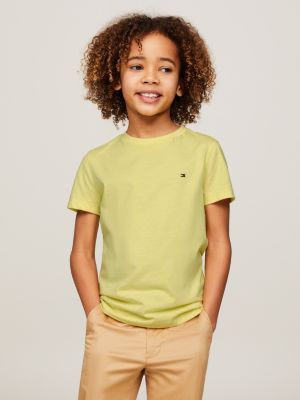 Camiseta moda niña algodón amarillo cuello redondo color