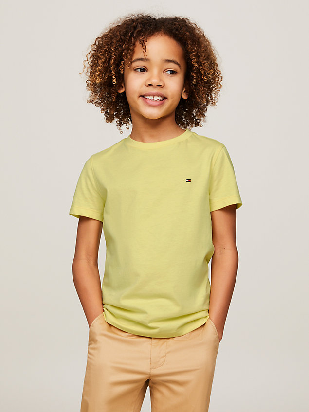 yellow essential crew neck t-shirt for boys tommy hilfiger