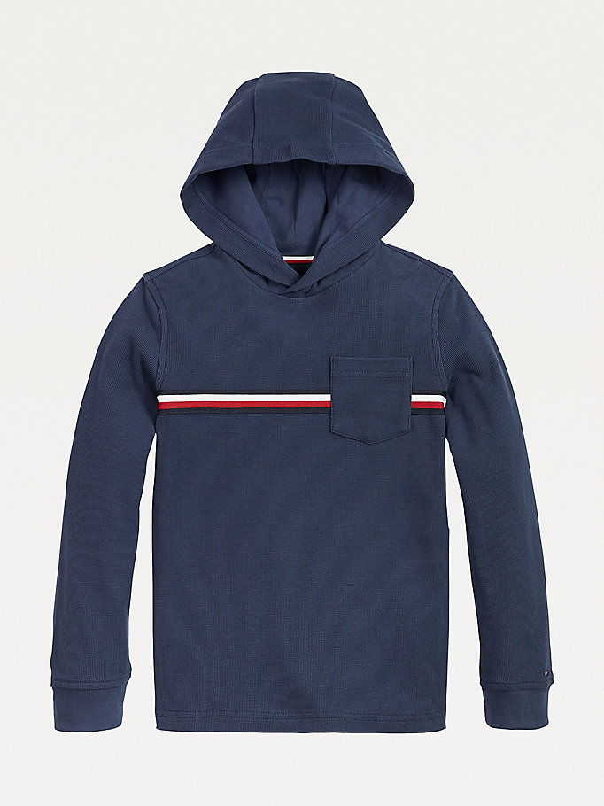 blauw hoodie-t-shirt met logotape voor boys - tommy hilfiger