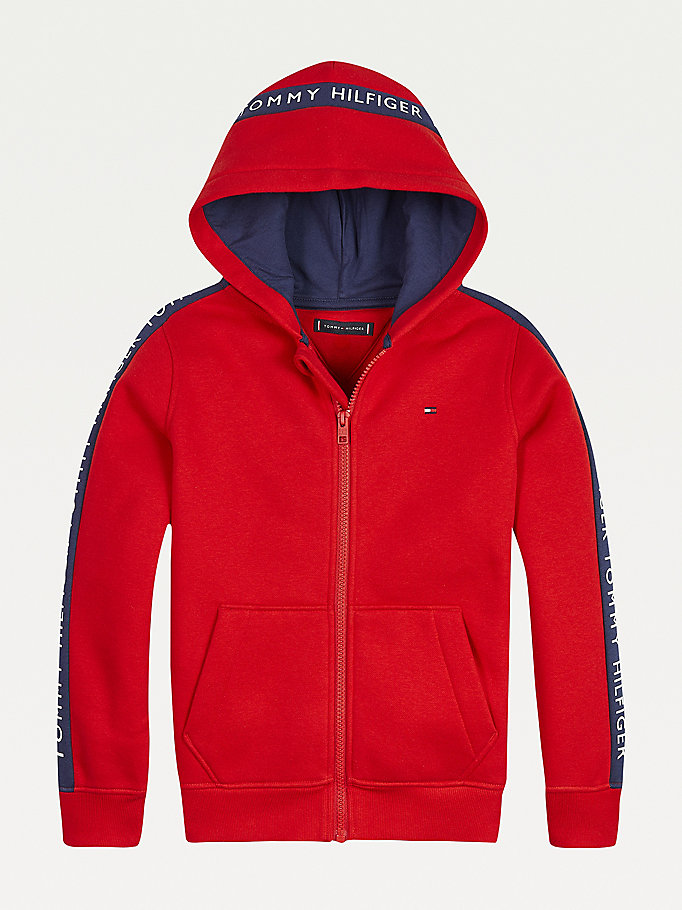 red glow-in-the-dark logo tape hoody for boys tommy hilfiger