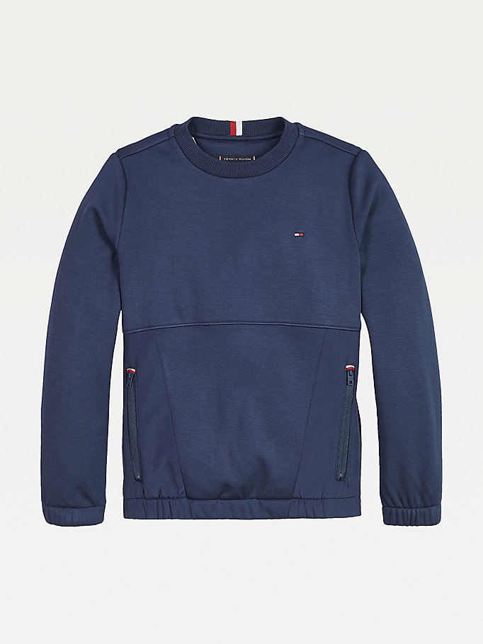 blue contrast panel fleece sweatshirt for boys tommy hilfiger