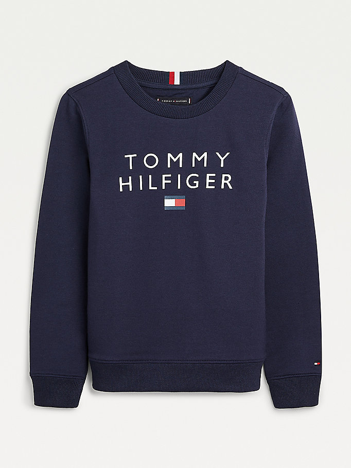 blue front logo sweatshirt for boys tommy hilfiger
