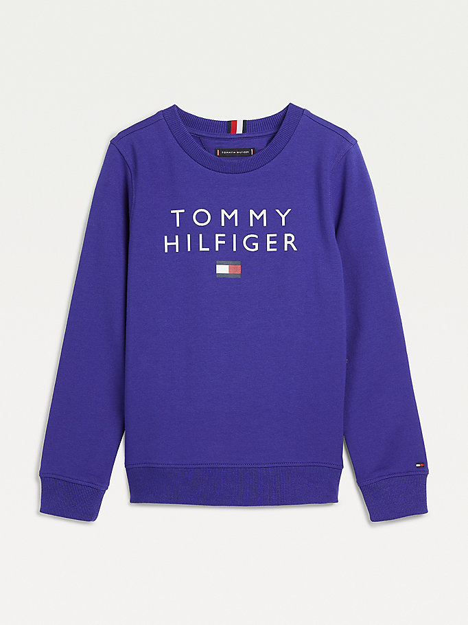 purple front logo sweatshirt for boys tommy hilfiger