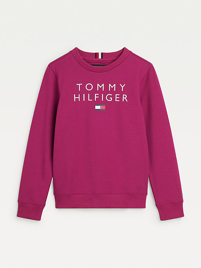 purple front logo sweatshirt for boys tommy hilfiger