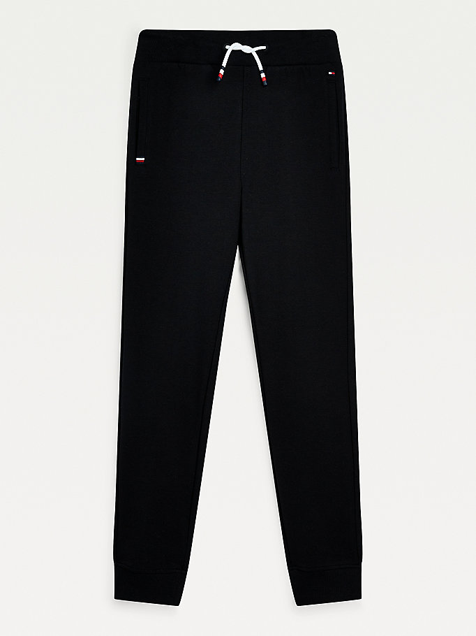 black logo embroidery organic cotton joggers for boys tommy hilfiger
