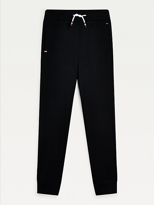 black logo embroidery organic cotton joggers for boys tommy hilfiger