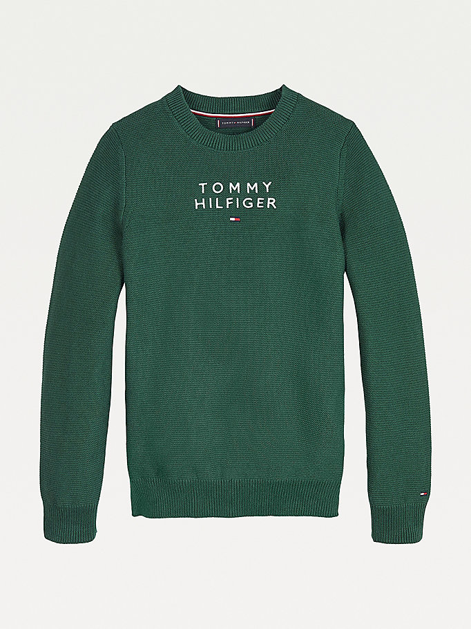 green logo embroidery jumper for boys tommy hilfiger