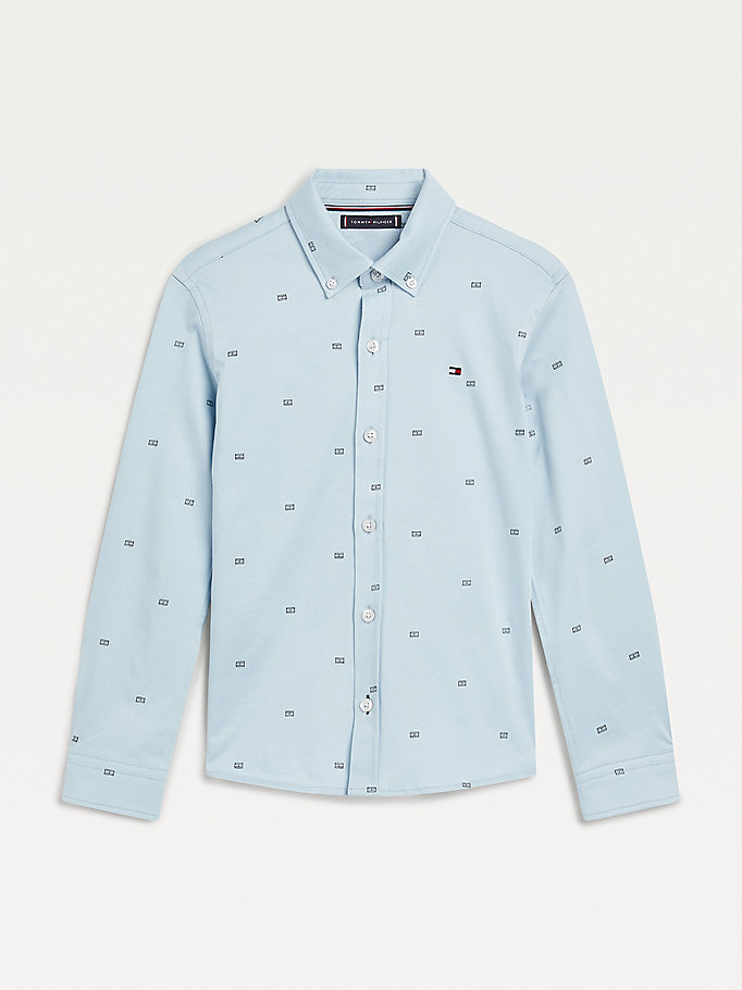 blue all-over print jersey shirt for boys tommy hilfiger