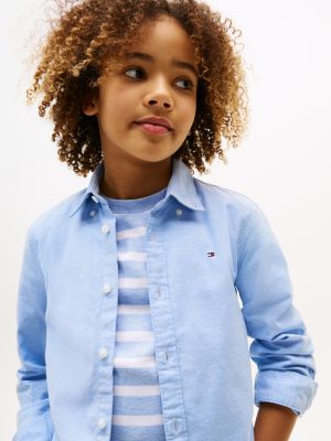 chemise en coton oxford extensible bleu pour garçons tommy hilfiger