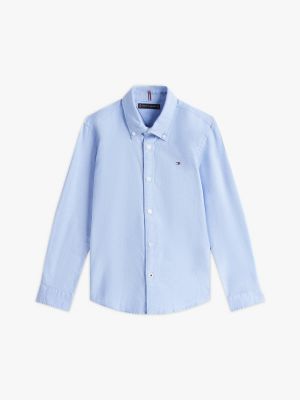 blau hemd aus oxford-baumwolle mit stretch für jungen - tommy hilfiger