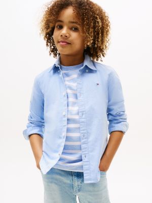 chemise en coton oxford extensible blue pour garçons tommy hilfiger