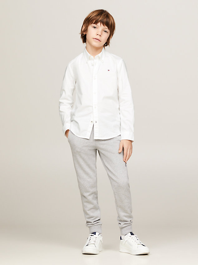 white overhemd van oxford-katoen met stretch voor jongens - tommy hilfiger