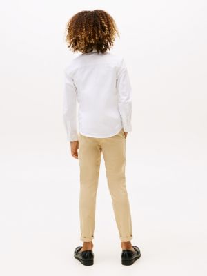 chemise en coton oxford extensible blanc pour garçons tommy hilfiger