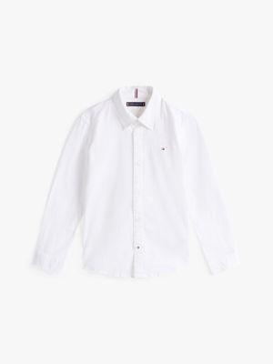 white stretch oxford cotton shirt for boys tommy hilfiger