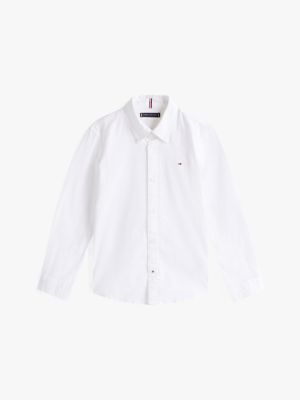 white stretch oxford cotton shirt for boys tommy hilfiger