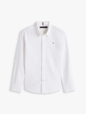 white stretch oxford cotton shirt for boys tommy hilfiger