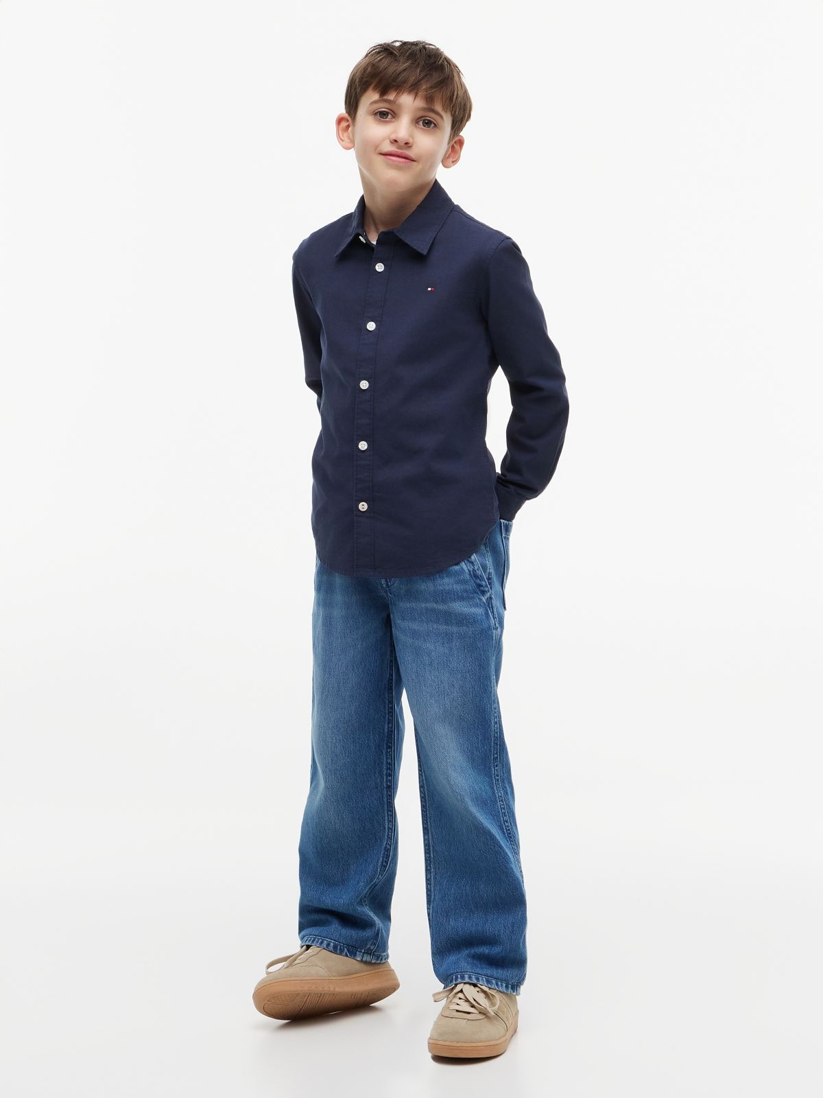 Stretch Cotton Poplin Shirt — Blue