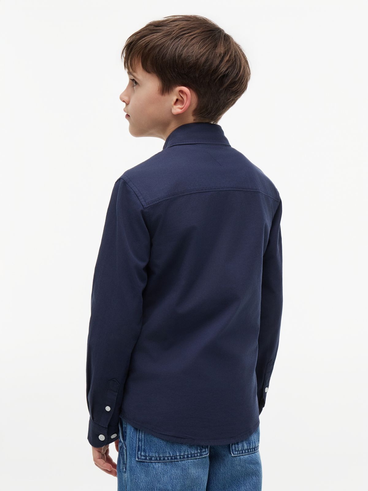 Stretch Cotton Poplin Shirt — Blue