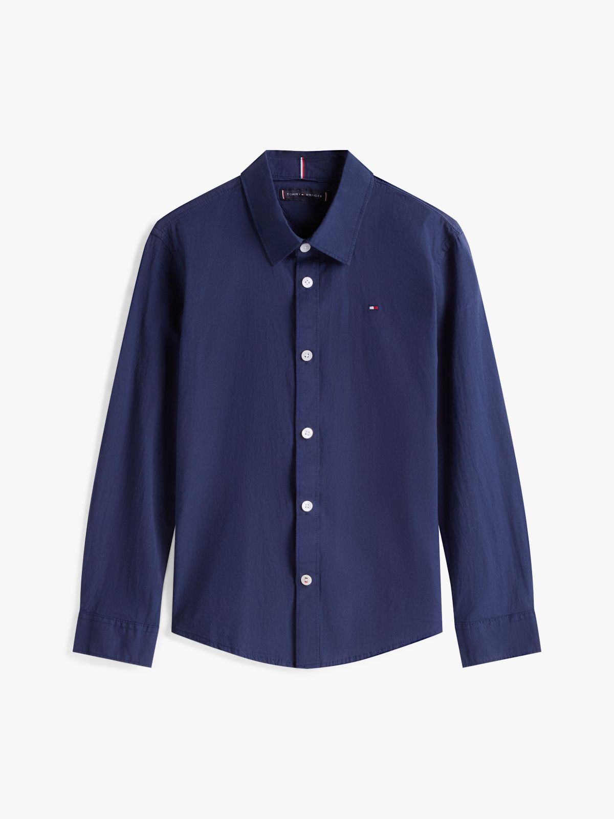 Stretch Cotton Poplin Shirt — Blue