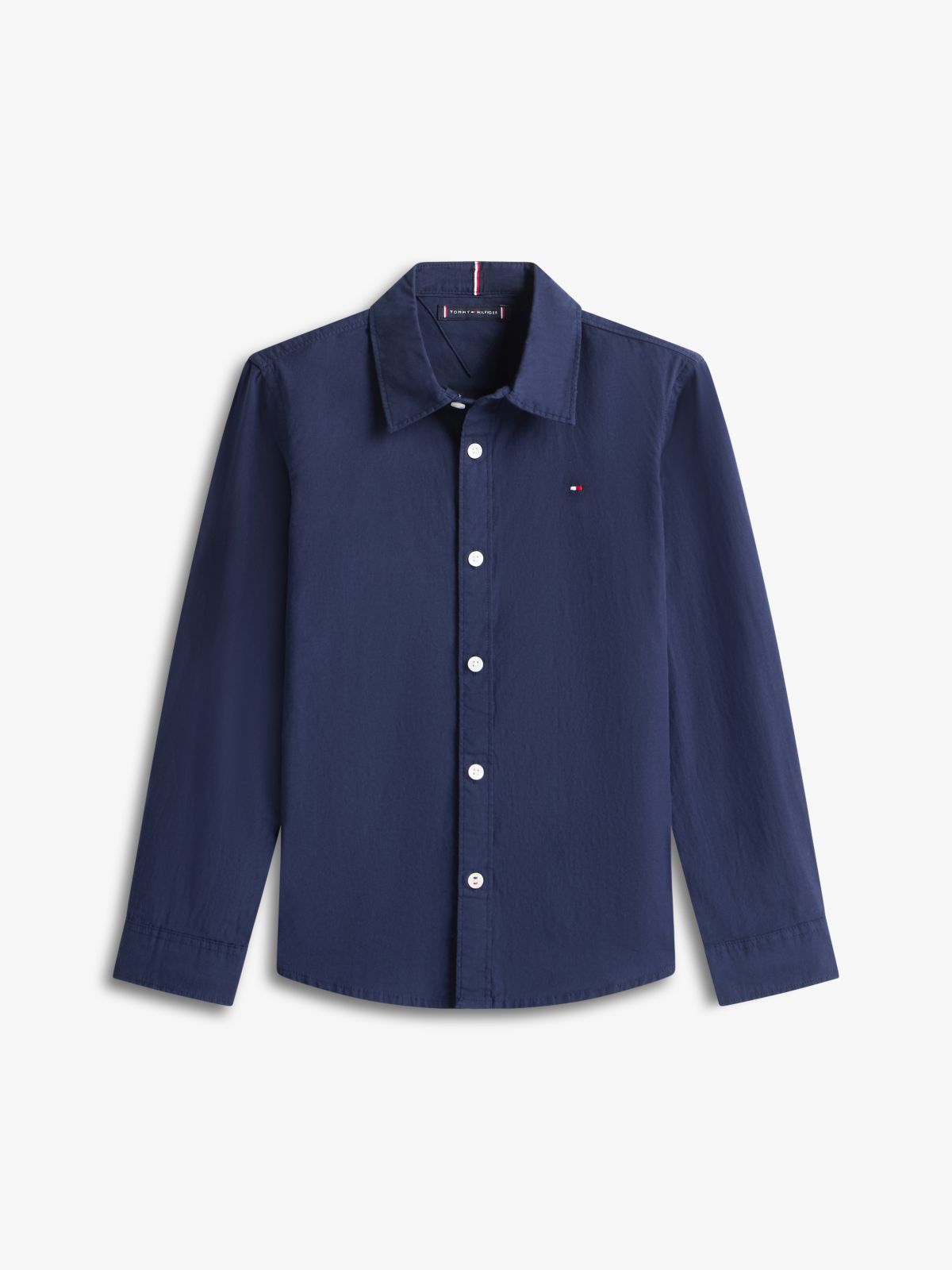 Stretch Cotton Poplin Shirt — Blue