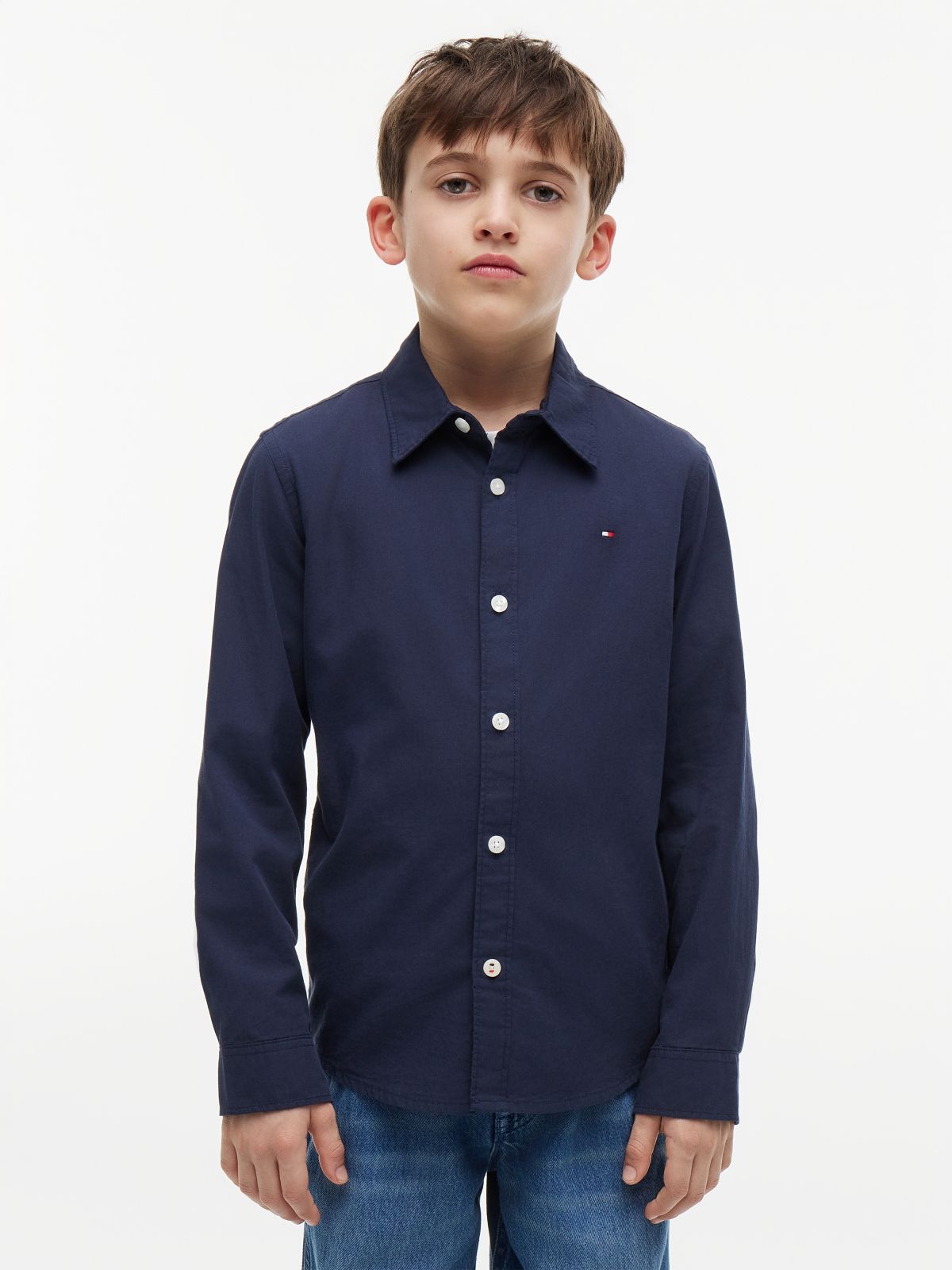 Stretch Cotton Poplin Shirt — Blue