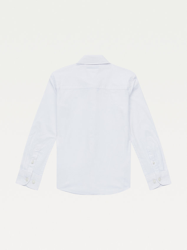 camicia in popeline di cotone stretch white da bambino tommy hilfiger
