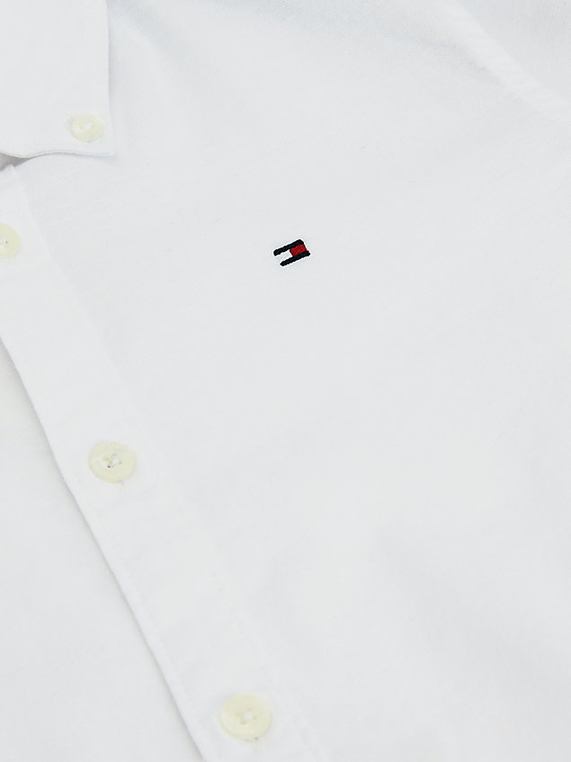 white stretch cotton poplin shirt for boys tommy hilfiger